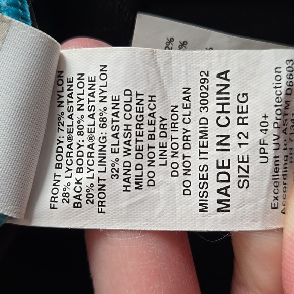 L.L. BEAN Tankini SWIM top Tropical Blue and Green Women's Top size 12 - Picture 7 of 7